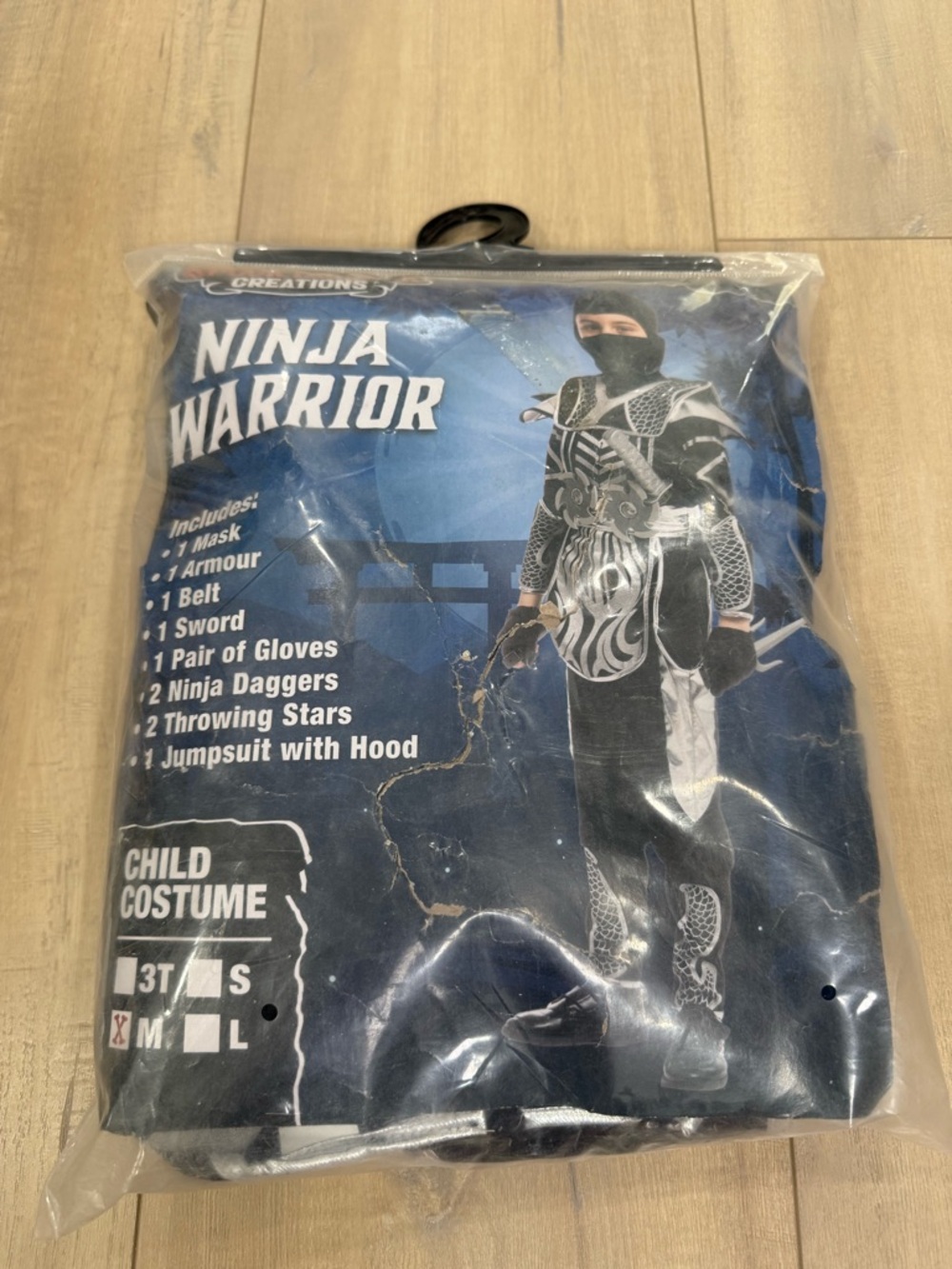 Ninja Warrior Kids Costume - Black and Silver Jumpsuit with Hood